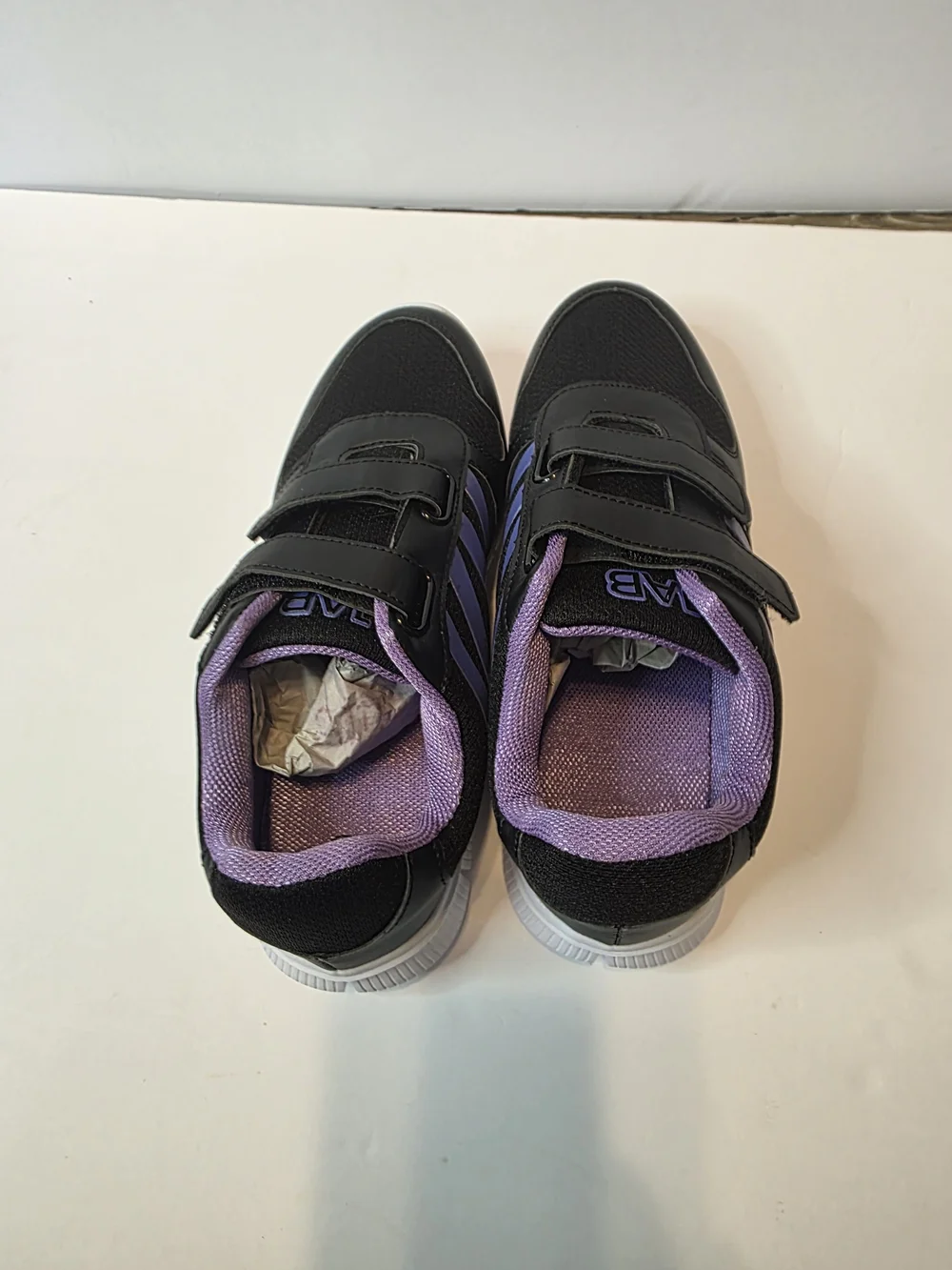 Amazon Kids Black and Purple Hook-and-Loop Sneakers